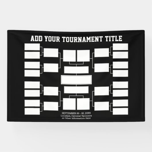 Sporttoernooibeugel - 16 teams - Zwart Spandoek (Horizontaal)