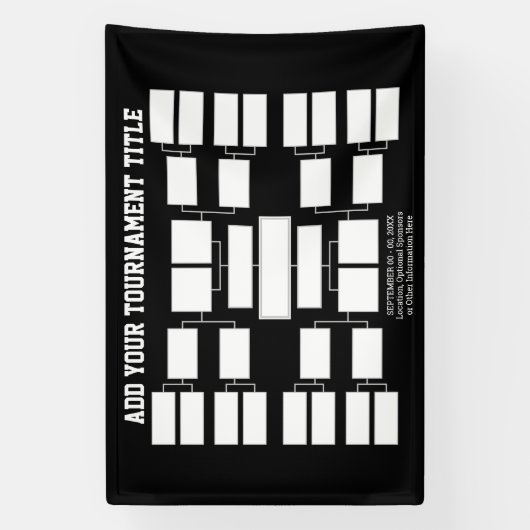 Sporttoernooibeugel - 16 teams - Zwart Spandoek (Verticaal)