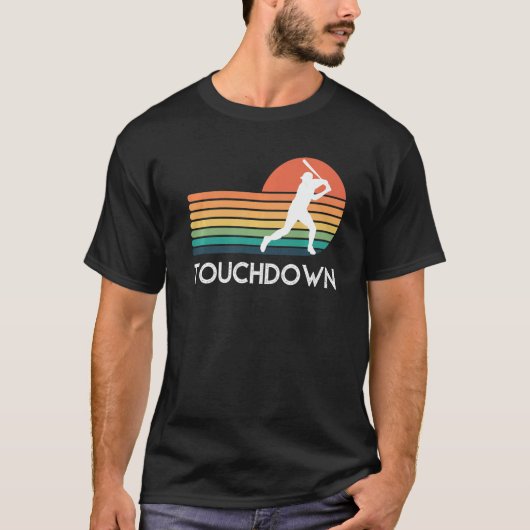 Sporttouchdown Baseball Player Retro Apparel T-shirt (Voorkant)