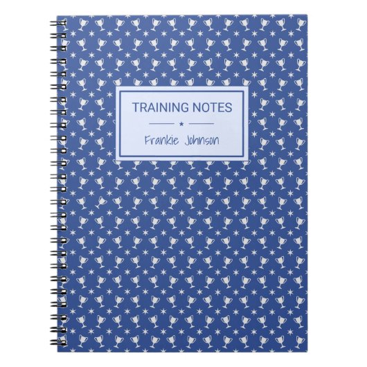 Sporttrofee - patterned blue training geeft ondert notitieboek (Voorkant)