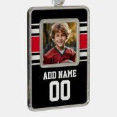 Sporttrui met foto, naam en nummer verzilverd omlijst ornament (Rechts)