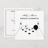 Sportuitnodiging met Bowling Bal en Pins Kaart (Voorkant / Achterkant)