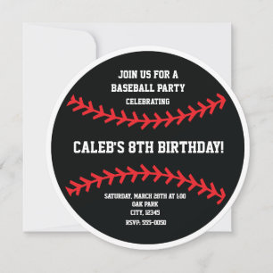 Sportuitnodiging voor Black Baseball Birthday Part Kaart