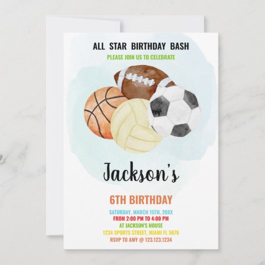 Sportuitnodigingen Kaart (Voorkant)