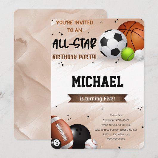 Sportuitnodigingen Kaart (Voorkant / Achterkant)