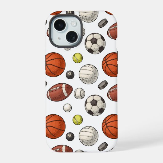 Sportuitrusting patroon iPhone 15 case (Achterkant)
