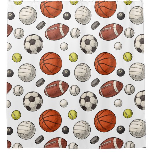 Sportuitrustingspatroon Douchegordijn (Voorkant)