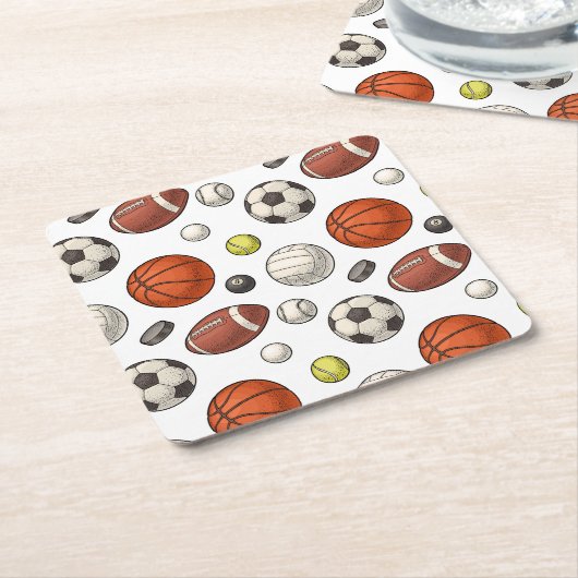 Sportuitrustingspatroon Kartonnen Onderzetters (Schuin)