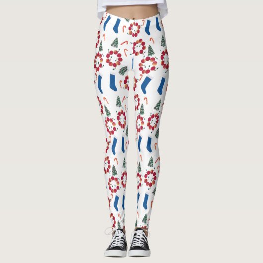 Sportvakantie met kerstbomen met snoep leggings (Voorkant)