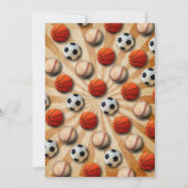 Sportverjaardag uitnodigen voetbal basketbal kaart (Achterkant)