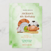 Sportverjaardagsfeestje Kaart (Voorkant / Achterkant)