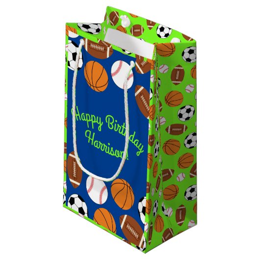 Sportverjaardagsfeestje Klein Cadeauzakje (Voorkant Gekanteld)