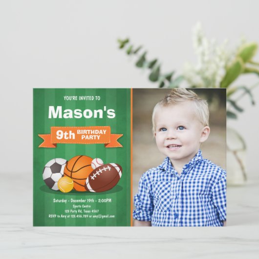 Sportverjaardagsuitnodiging Alle ster Kaart (Staand voorkant)