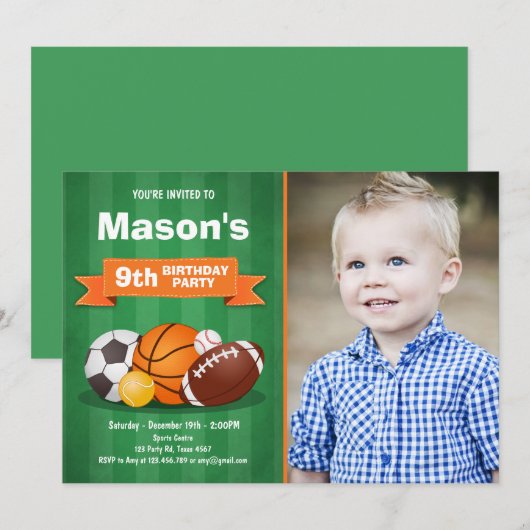 Sportverjaardagsuitnodiging Alle ster Kaart (Voorkant / Achterkant)