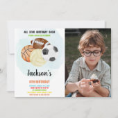 Sportverjaardagsuitnodiging met foto kaart (Voorkant)