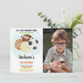 Sportverjaardagsuitnodiging met foto kaart (Staand voorkant)