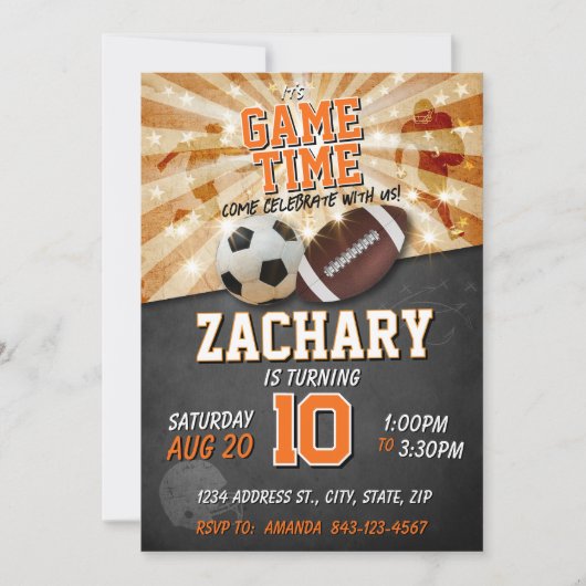 Sportverjaardagsuitnodiging Voetbal Football Kaart (Voorkant)