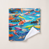 Sportvisser Vist lokken haken op blauw Bad Handdoek (Wasdoekje)