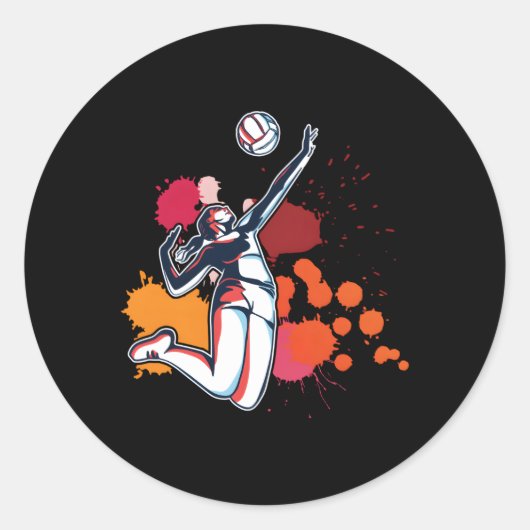 Sportvolleybalspeler Ronde Sticker (Voorkant)