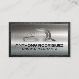 Sportwagen Auto Logo   Metallic geborsteld Visitekaartje