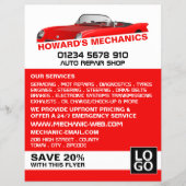 Sportwagen, Auto Mechanic & Reparaties Adverteren Flyer (Voorkant)