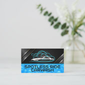 Sportwagen Autowas Logo | Blauwe Bellen Visitekaartje (Staand voorkant)