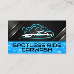 Sportwagen Autowas Logo Blauwe Bellen Visitekaartje