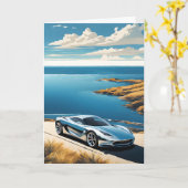 Sportwagen bij het Zee Vaderdag Kaart (Gele Bloem)