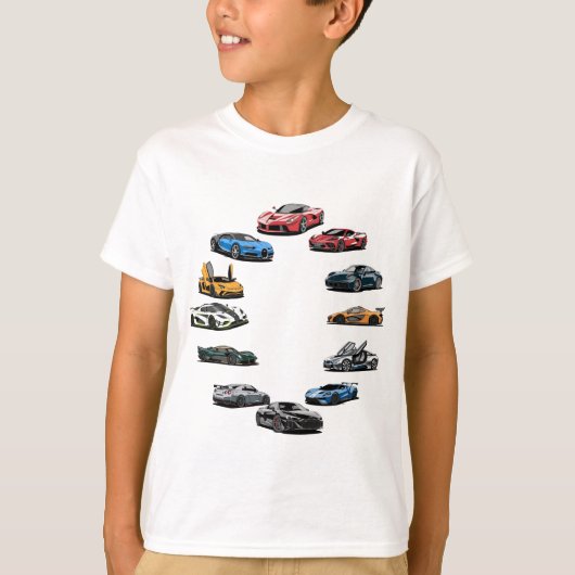 Sportwagen cartoon stijl t-shirt (Voorkant)