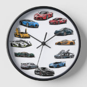 Sportwagen cartoon stijl wandklok (Voorkant)