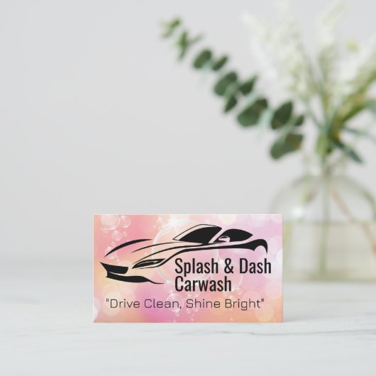 sportwagen illustratie | luchtbellen | Auto Care Visitekaartje (Staand voorkant)