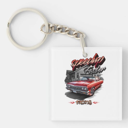 sportwagen illustratie sleutelhanger (voorkant)