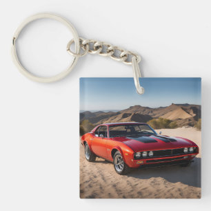 sportwagen in de woestijn sleutelhanger