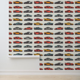 Sportwagen kleurrijke auto park behang