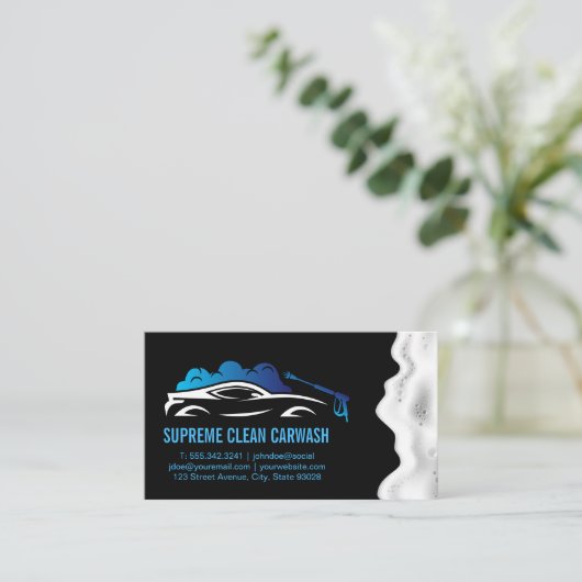 Sportwagen Laat Spray Wassen | zeepschuim Visitekaartje (Staand voorkant)