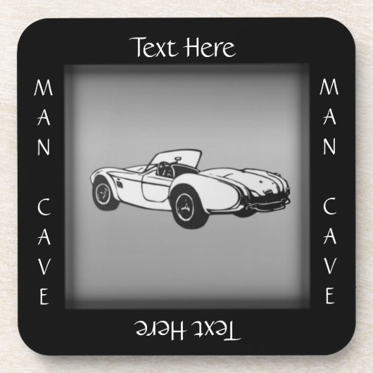 Sportwagen Man Cave Achterbank Custom Tekst Bier Onderzetter (Voorkant)