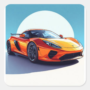 Sportwagen Modern Design Racingstijl Voor Autolief Vierkante Sticker