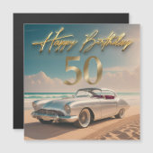  sportwagen op een tropisch strand Happy 50th (Voorkant / Achterkant)