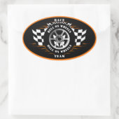 sportwagen race hel op wielen raceauto helm ovale sticker (Tas)