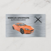 Sportwagen | Sleutels | Metalen Achtergrond Visitekaartje (Voorkant)