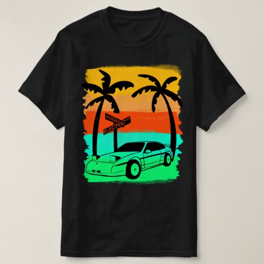  Sportwagen Strand Front Elektrisch Shirt (Design voorkant)