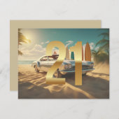 sportwagen tropisch strand 21e verjaardag (Voorkant / Achterkant)