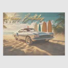  sportwagen tropisch strand Happy birthday Tissuepapier