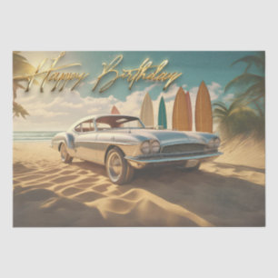  sportwagen tropisch strand Happy birthday Tissuepapier