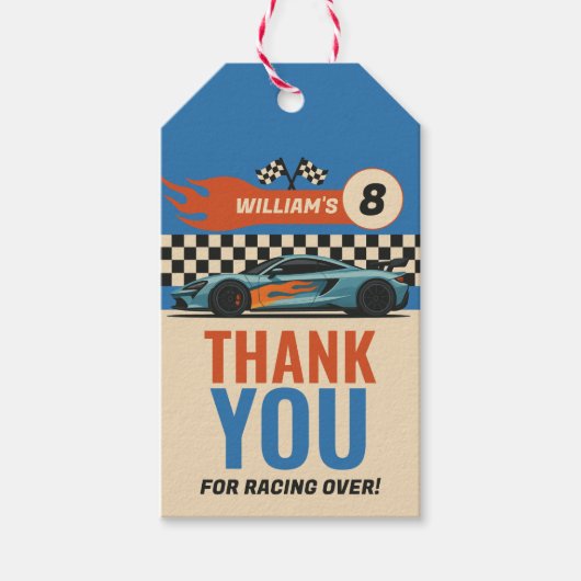 Sportwagen Verjaardag Bedankt Cadeaulabel (Voorkant)