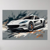 Sportwagen Wit Modern Art Poster (Voorkant)