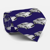 Sportwagen wit op blauw stropdas (Opgerold)