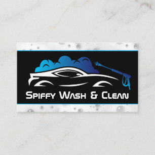 Sportwagen wordt gewassen zeepschuim visitekaartje