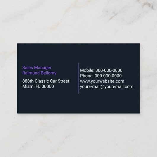 sportwagendealerschap visitekaartje (Achterkant)