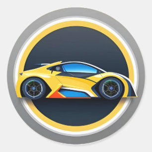 Sportwagenlogo in moderne cirkelvormige stijl ronde sticker